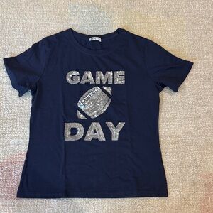 Navy Game Day Tee with Silver Design